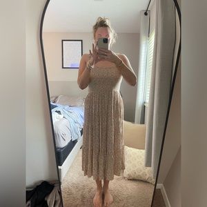 Aerie Smocked Floral Tank Mid Length Dress